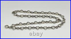 Vintage Signed Sterling Silver Cubic Zirconia Heart Links Necklace 1625g