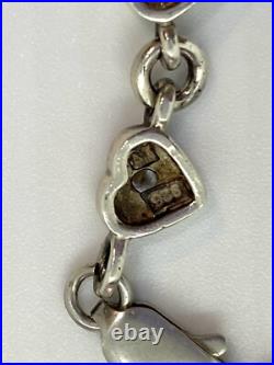 Vintage Signed Sterling Silver Cubic Zirconia Heart Links Necklace 1625g