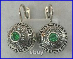 Vintage Sterling Silver 925 Cubic Zirconia Earrings 925, Chic Silver Earrings