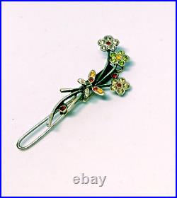 Vintage Sterling Silver 925 Rhinestone Cubic Zirconia Flower Hair Pin/Dresser