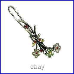 Vintage Sterling Silver 925 Rhinestone Cubic Zirconia Flower Hair Pin/Dresser