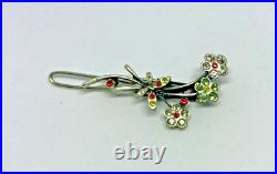 Vintage Sterling Silver 925 Rhinestone Cubic Zirconia Flower Hair Pin/Dresser