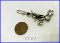 Vintage Sterling Silver 925 Rhinestone Cubic Zirconia Flower Hair Pin/Dresser