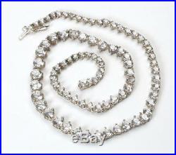 Vintage Sterling Silver & Cubic Zirconia Graduated Necklace Weddings Bridal