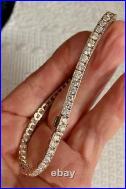 Vintage Sterling Silver & Cubic Zirconia Large Tennis Bracelet