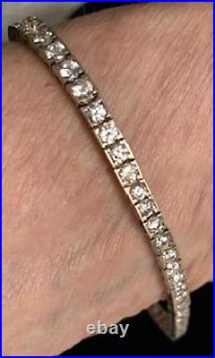 Vintage Sterling Silver & Cubic Zirconia Large Tennis Bracelet