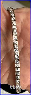 Vintage Sterling Silver & Cubic Zirconia Large Tennis Bracelet