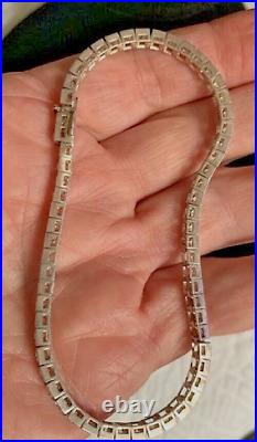 Vintage Sterling Silver & Cubic Zirconia Large Tennis Bracelet