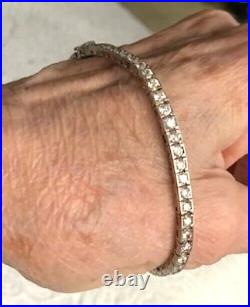 Vintage Sterling Silver & Cubic Zirconia Large Tennis Bracelet