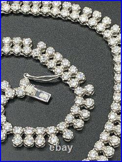 Vintage Sterling Silver & Cubic Zirconia Necklace 27.75g Hallmarked 43cm