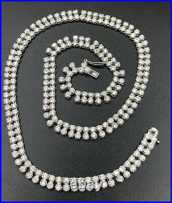 Vintage Sterling Silver & Cubic Zirconia Necklace 27.75g Hallmarked 43cm