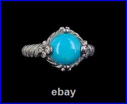 Vintage Sterling Silver Judith Ripka Turquoise and Cubic Zirconia Ring Band sz 9