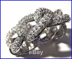 Vintage Sterling Silver Ring Chain Link Pave Fiery Cubic Zirconia Gift Gorgeous