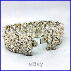 Vintage Style 925 Sterling Silver Cubic Zircon Ornate Cuff Bracelet B1