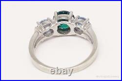 Vintage Teal & Pale Blue Cubic Zirconia Sterling Silver Ring Size 10