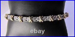 Vintage Tennis Bracelet Solid Sterling Silver Gold Vermeil X CZ Cubic Zirconia