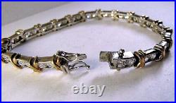 Vintage Tennis Bracelet Solid Sterling Silver Gold Vermeil X CZ Cubic Zirconia