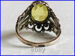 Vintage Unique Sterling Silver 875 Ring Cubic Zirconia, Women's Jewelry 9.5