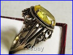 Vintage Unique Sterling Silver 875 Ring Cubic Zirconia, Women's Jewelry 9.5