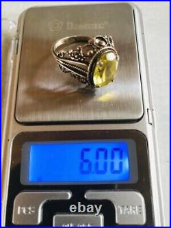 Vintage Unique Sterling Silver 875 Ring Cubic Zirconia, Women's Jewelry 9.5