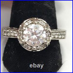 Vintage VERRAGIO 925 Sterling Silver 2-tone Cubic Zirconia Engagement Ring sz 9