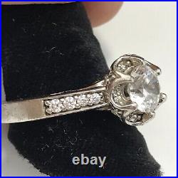 Vintage VERRAGIO 925 Sterling Silver 2-tone Cubic Zirconia Engagement Ring sz 9