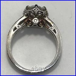 Vintage VERRAGIO 925 Sterling Silver 2-tone Cubic Zirconia Engagement Ring sz 9