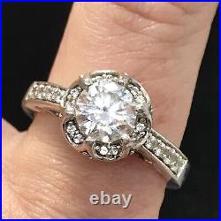 Vintage VERRAGIO 925 Sterling Silver 2-tone Cubic Zirconia Engagement Ring sz 9