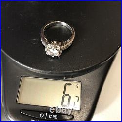 Vintage VERRAGIO 925 Sterling Silver 2-tone Cubic Zirconia Engagement Ring sz 9