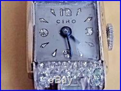 Vintage Womens Ciro Cubic Zirconium Baguette setting Sterling Silver Watch