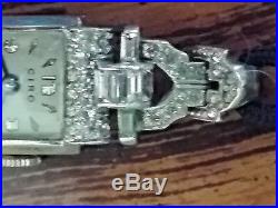 Vintage Womens Ciro Cubic Zirconium Baguette setting Sterling Silver Watch