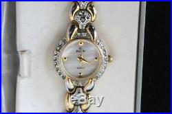 Vtg 18KT Gold Over Sterling Silver Elgin Cubic Zirconia Ladies Quartz Watch