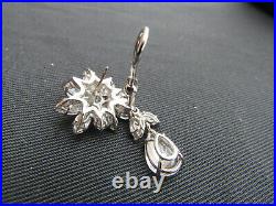 Vtg. FANTASIA by DESERIO Sterling Cubic Zirconia Cluster Earrings withDrops & Box