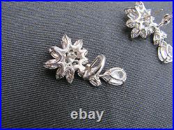 Vtg. FANTASIA by DESERIO Sterling Cubic Zirconia Cluster Earrings withDrops & Box