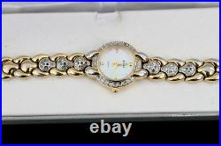 Vtg Sterling Silver Elgin Ladies18kt Gold Over Cubic Zirconia Quartz Watch
