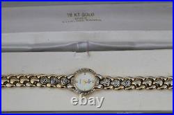 Vtg Sterling Silver Elgin Ladies18kt Gold Over Cubic Zirconia Quartz Watch