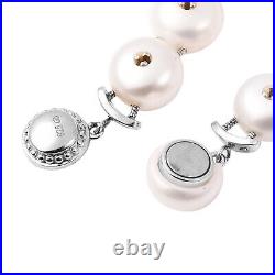 Wedding Gifts 925 Silver Bracelet Pearl Zircon Beads Rhodium Over Size 7.25