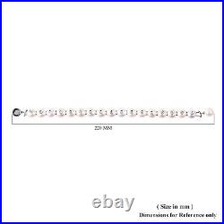 Wedding Gifts 925 Silver Bracelet Pearl Zircon Beads Rhodium Over Size 7.25