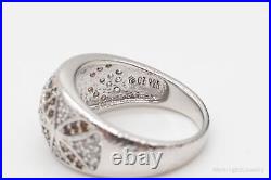 White & Brown Cubic Zirconia Platinum Clad Sterling Silver Ring Size 7