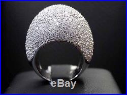 White Color C. Z Ring Sterling Silver Rhodium Cubic Zirconia Round Cut Pave Set
