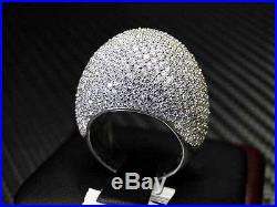 White Color C. Z Ring Sterling Silver Rhodium Cubic Zirconia Round Cut Pave Set