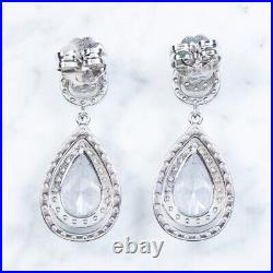 White Cubic Zirconia Drop Earrings Italian Sterling Silver Stunning