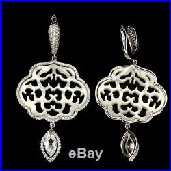 White Mother Of Pearl Cubic Zirconia 925 Sterling Silver Earrings