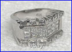 Wide Princess Band Ring Sterling Silver Cubic Zirconia