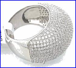 Women Ladies Dome Real Solid 925 Sterling Silver Cubic CZ Cocktail Band Ring Big