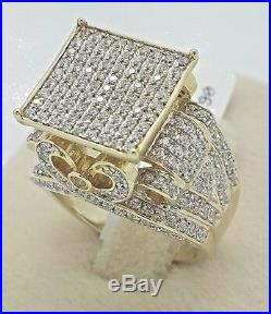 Women Ladies Real Solid 925 Sterling Silver Pave Cubic 14k Yellow Gold Tone Ring