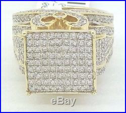 Women Ladies Real Solid 925 Sterling Silver Pave Cubic 14k Yellow Gold Tone Ring