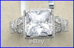 Women Ladies Solid 925 Sterling Silver Princess CZ Cubic Promise Engagement Ring