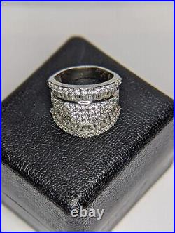 Women's White Cubic Zirconia Rhodium Over Sterling Silver Ring Size 7