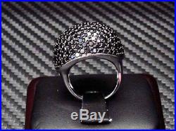Womens Black C. Z Ring Sterling Silver Pave Set Cubic